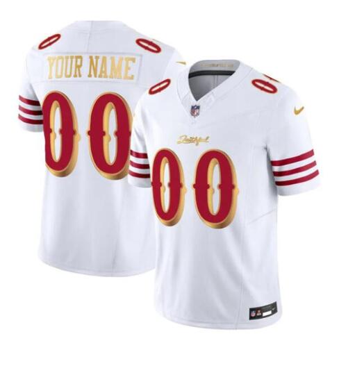 Men's San Francisco 49ers Customized White Gold 2025 F.U.S.E. “Rivalries” Vapor Limited Stitched Football Jersey
